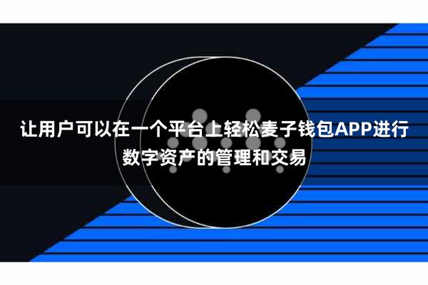 让用户可以在一个平台上轻松麦子钱包APP进行数字资产的管理和交易